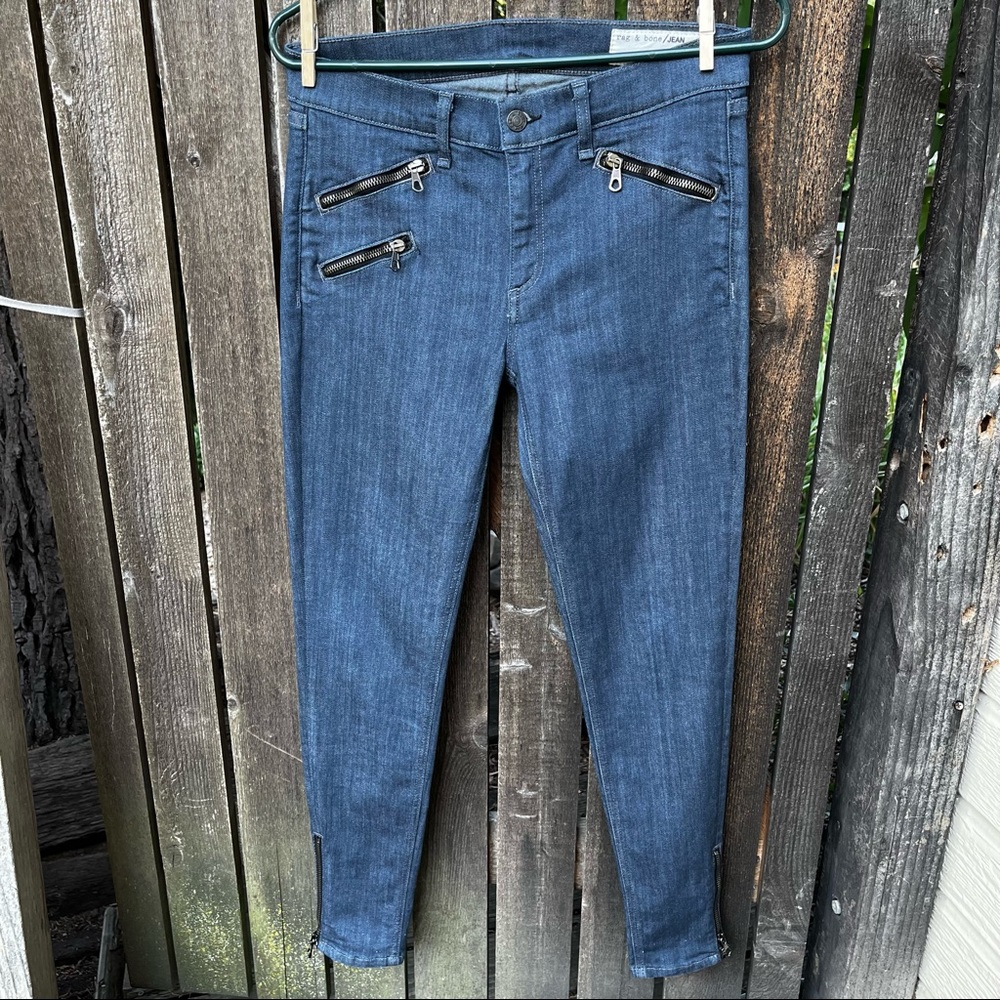 Rag & Bone Jeans Moto Zipper Alice Skinny Jean Sz 28